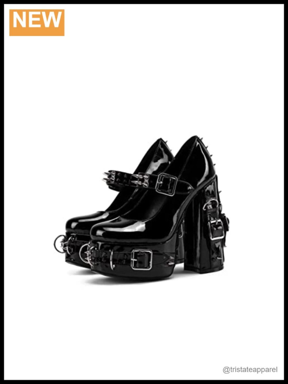 Gothic Chunky Platform High Heel Ankle Bootie Patent Leather Round Toe Block